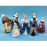 Collection of Royal Doulton and Royal Worcester figures and a Toby jug