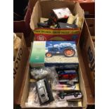 Two boxes of Die Cast toys etc.