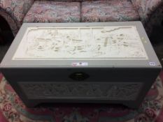 A painted camphorwood carved chest
