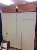 Two Avalon wardrobes, with two teak top boxes