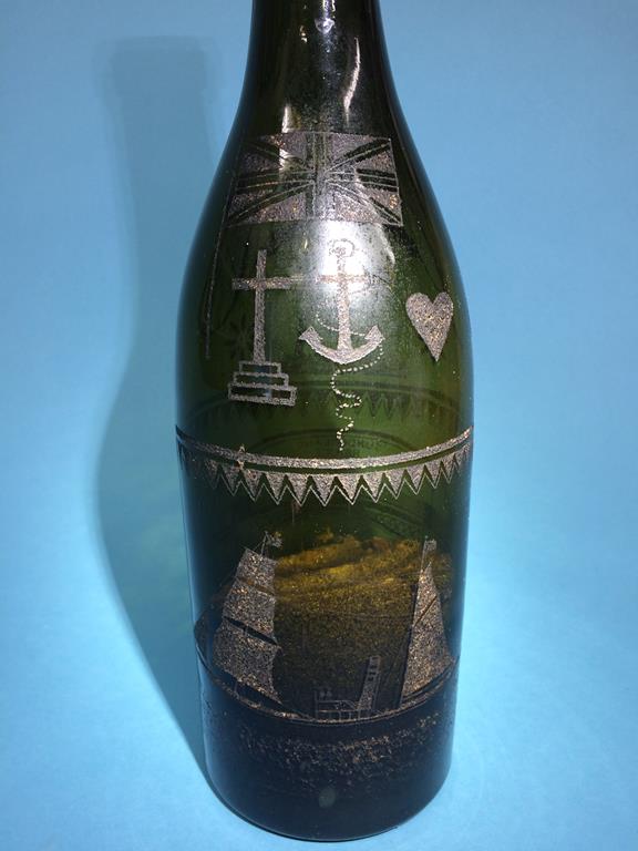 Antique bottle, etched with local scenes, including Sunderland Bridge etc. - Image 3 of 3