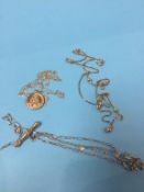 Various 9ct gold chains, 10 grams