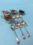 A collection of silver spoons etc., 8 oz