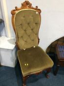 A Victorian button back nursing chair