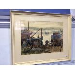 D. L. Rayner, mixed media, signed, 'Boat Yard', 41cm x 56cm
