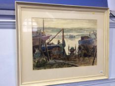 D. L. Rayner, mixed media, signed, 'Boat Yard', 41cm x 56cm