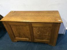 An oak two door cabinet