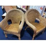 Two canework armchairs
