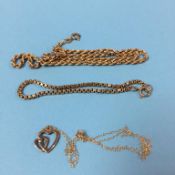 Three 9kt chains, 13 grams