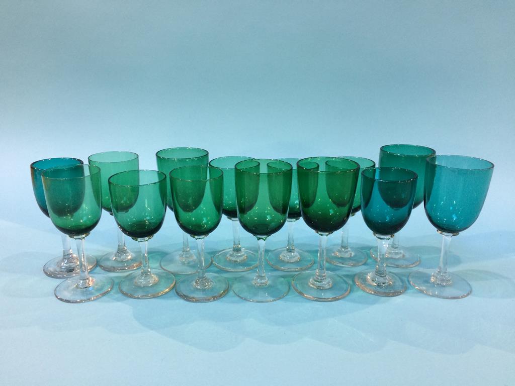 Fourteen antique glasses