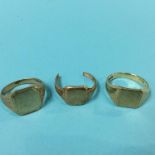 Three 9ct gold rings, 13 grams