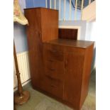 A teak combination wardrobe. 114cm width