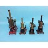 Four spirit fired model engines, one stamped G.B.N. and three German engines stamped B.W. (4)