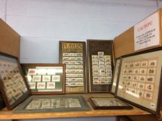 A collection of framed cigarette cards