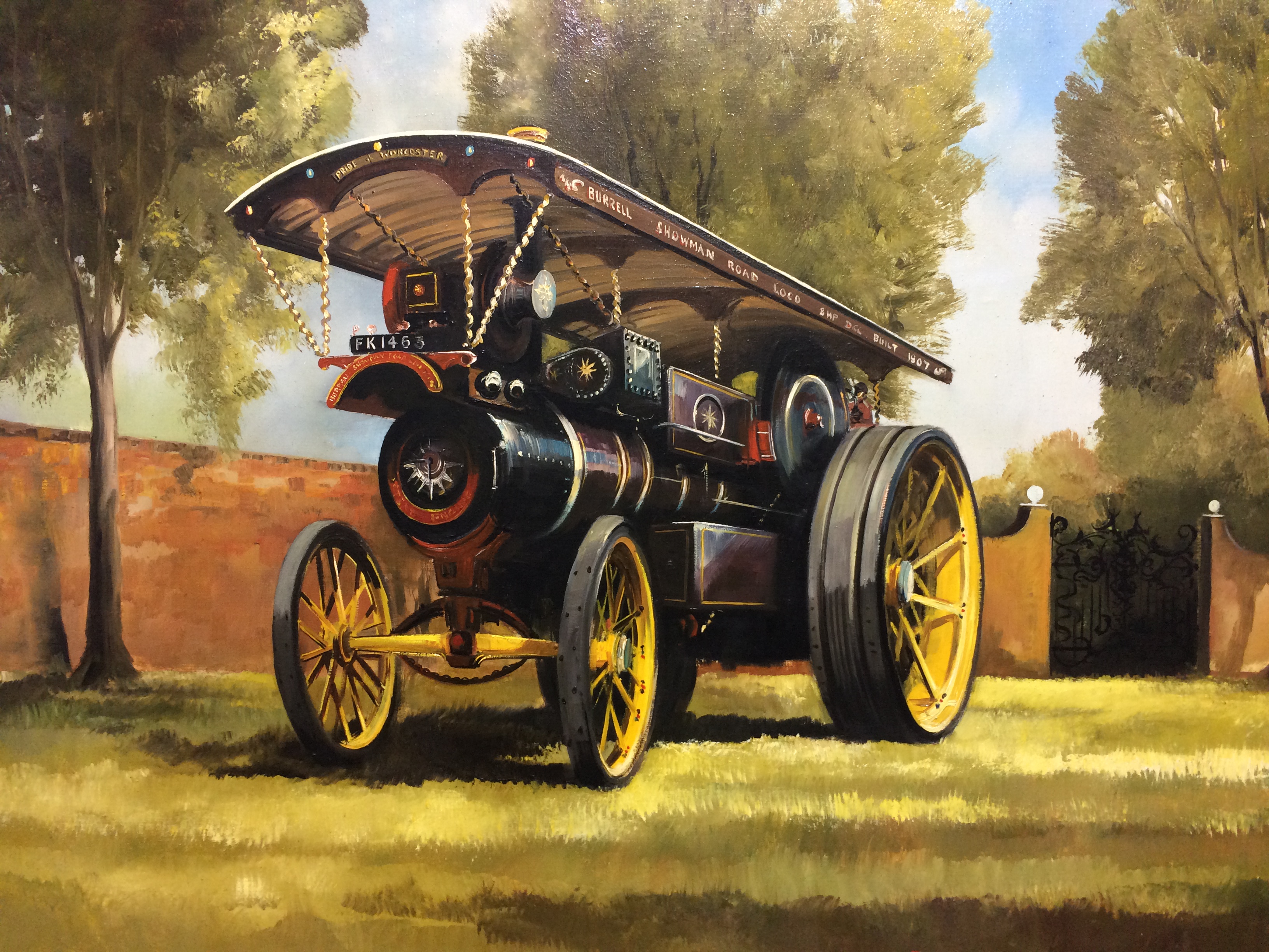 Dion Pears (1929-1985), oil on canvas, signed, 'Picture of a Burrell Traction Engine', 75cm x 101cm