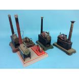 Four various spirit fed model engines, two stamped D. C. Germany (4)