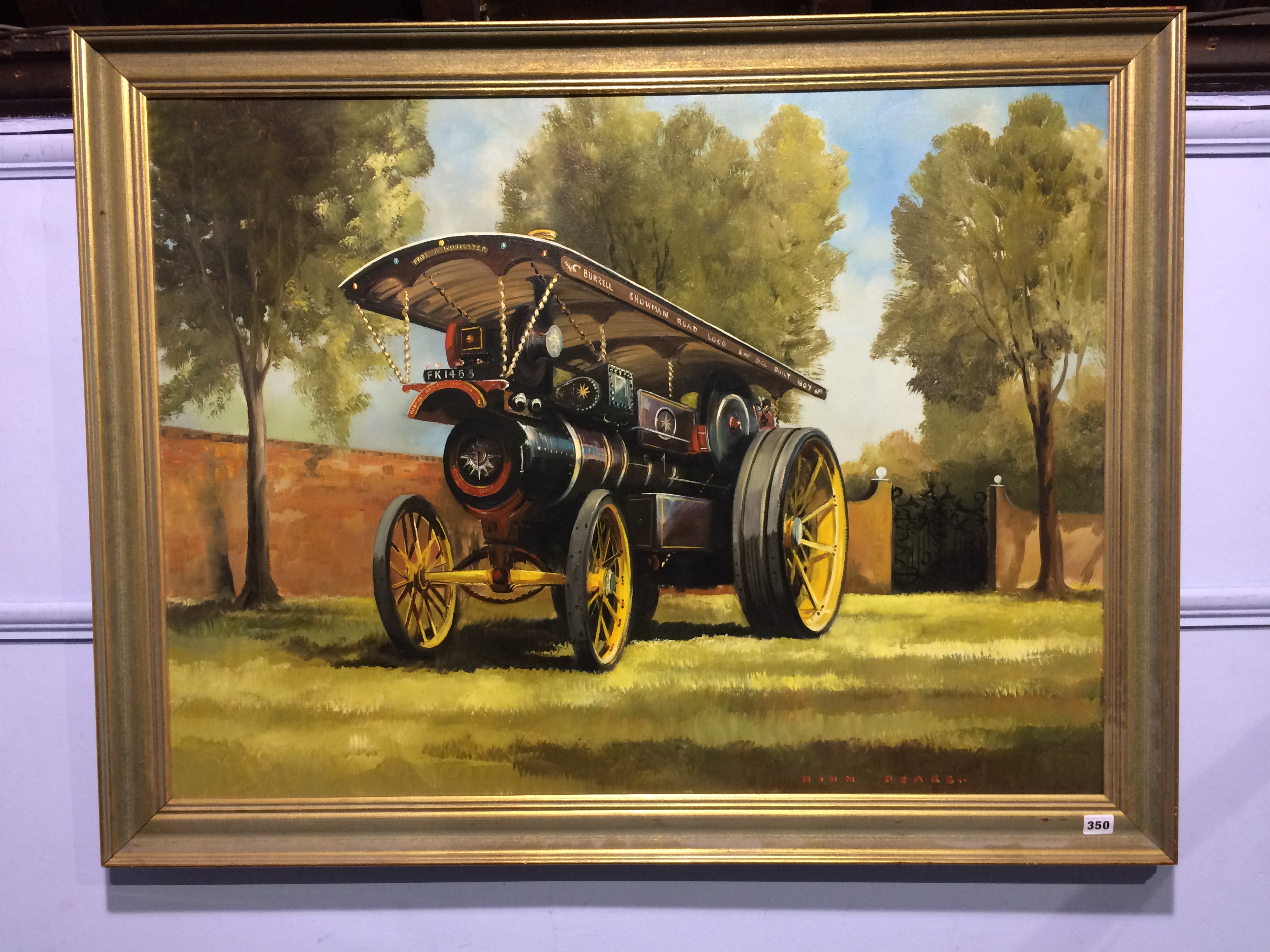 Dion Pears (1929-1985), oil on canvas, signed, 'Picture of a Burrell Traction Engine', 75cm x 101cm - Image 2 of 3
