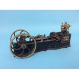 A model horizontal beam engine, stamped D.M., 29cm length