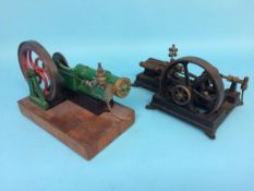 Two model horizontal beam engines, both 30cm length, 20cm width