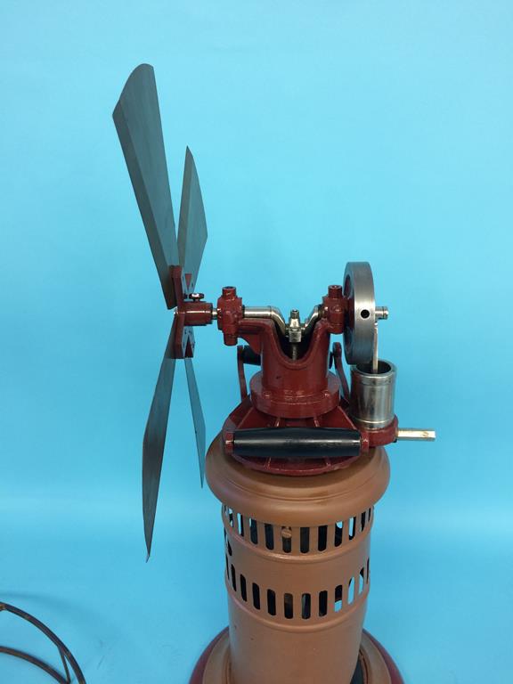 A scratch built paraffin driven fan, 63cm height - Image 2 of 3