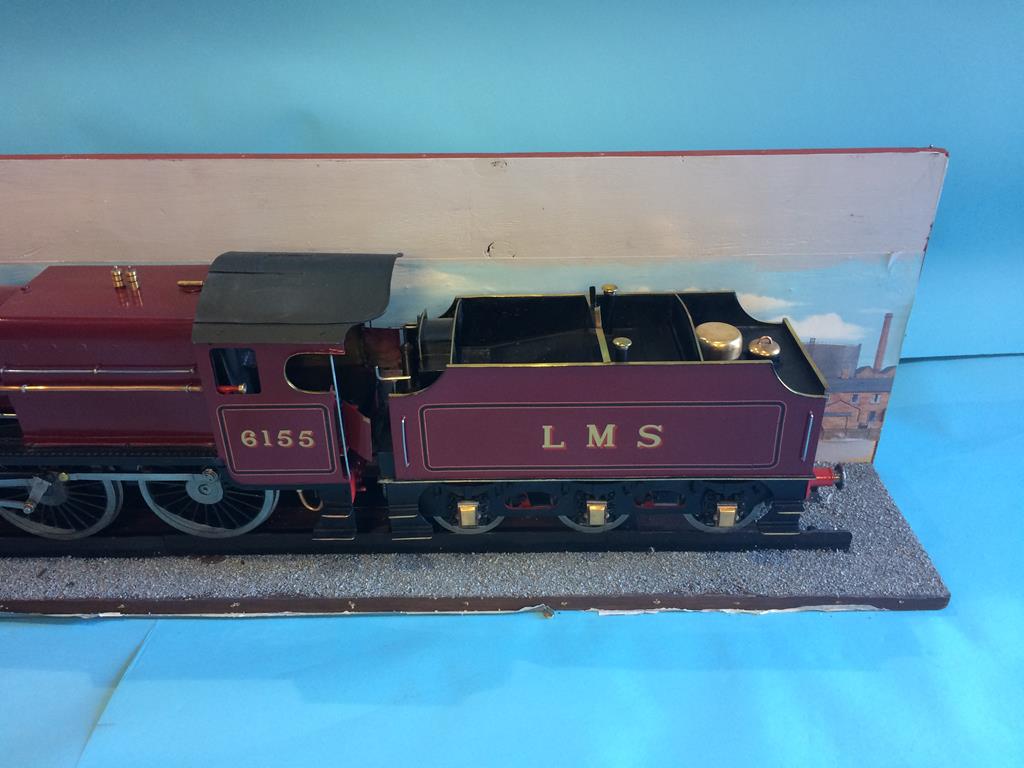 A Model of a 3 ½ inch gauge steam locomotive L.M.S., 6155, with maroon livery. (NO BOILER) 124cm - Image 3 of 9