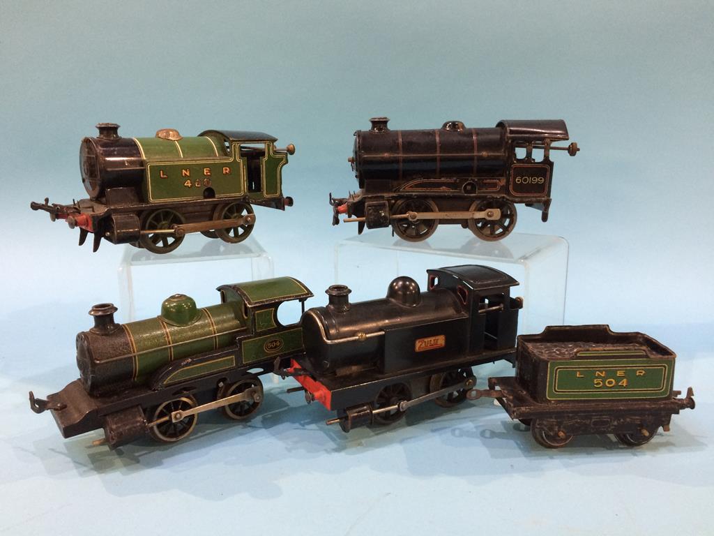 Two Hornby tin plate locomotives, one Bing and one by Meccano Ltd, Liverpool