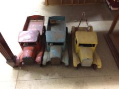 Three tin plate model wagons