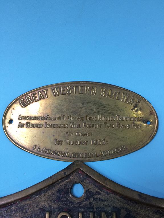 A large brass Allen and Son plaque and various others, to include Burrell and Son, Invicta etc. - Image 5 of 5