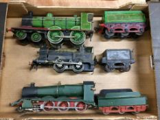 Two tin plate clockwork model trains and one other (3)