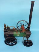 A model steam traction engine, labelled 'Ransomes of Ipswich'. (NO BOILER) 54cm width x 74cm height