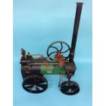 A model steam traction engine, labelled 'Ransomes of Ipswich'. (NO BOILER) 54cm width x 74cm height