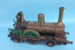 A live 3 ½ inch gauge 'Jenny Lind' steam locomotive model, 2-2-2. 40cm length