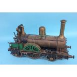 A live 3 ½ inch gauge 'Jenny Lind' steam locomotive model, 2-2-2. 40cm length