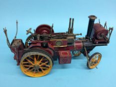A live 3/4 inch scale Showman's steam traction engine, 'The Burrell Road Locomotive'. 42cm length
