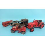 A box of reproduction tractors, carriages etc.