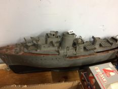 Tin plate model battle ship, 80cm length