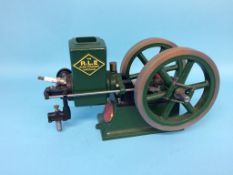 A model horizontal beam engine 'The R.L.E. Alyn Foundry, Wrexham', engine no. 324, 34cm width