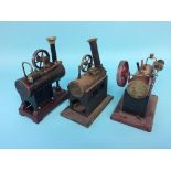 Three various spirit fired model engines, two stamped Germany (3)