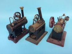 Three various spirit fired model engines, two stamped Germany (3)