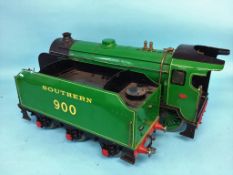 A live 3 ½ inch gauge steam locomotive and tender, Schools Class, Southern Railway, no. 900, 'Eton',