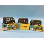 A Corgi VW Personnel Carrier, 356, an Army Field Kitchen, 359 and a Military Ambulance, 354 (3)