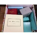 Assorted designer boxes, to include Joe Malone and Tiffany etc.