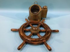 A ships wheel and compass