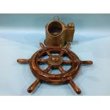 A ships wheel and compass