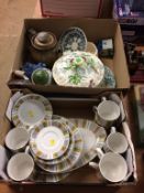 Two boxes of assorted crockery, to include Midwinter tea service etc.