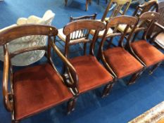 A part set of four (3+1) Victorian mahogany dining chairs
