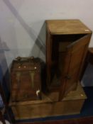 A pine trunk, coal box and a pot cupboard