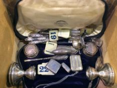 Assorted silver to include a vanity set, vesta etc.