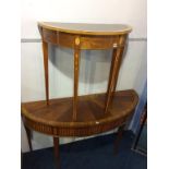 Two mahogany demi lune tables