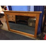 An oak over mantle mirror